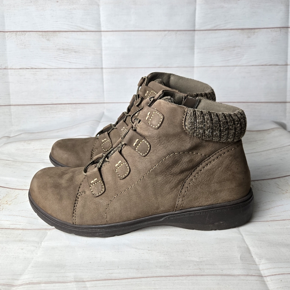 Cloudsteppers by Clarks Leather & Knit Ankle Boots Women 11